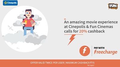 India Desire : Freecharge Movie Ticket Booking offer : Flat 20% Cashback On Movie Ticket Booking At Cinepolis & Fun Cinemas